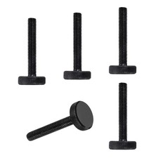 M8x45mm Knurled Thumb Screws, Black Steel Flat Head Thumb Screws, 5 Pcs