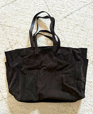 Massimo Dutti Tragetasche Damen Leder Schwarz Doppelgriff 58х38 cm