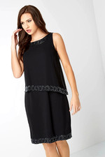 Roman Size 14 Black Embellished Double Layer Sleeveless Lined Dress £65