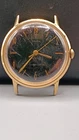 Vintage 1960s Timex Manual Wind Black Dial Gold Tone Watch Runs Needs Servicing