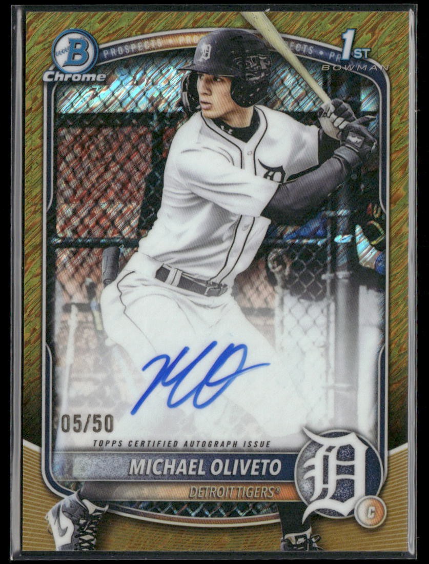 2025 Bowman Draft Michael Oliveto Chrome Auto Gold Shimmer Refractor /50