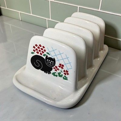 Sadler Toastständer schwarze Katzen Vintage Retro Keramik 80er Jahre