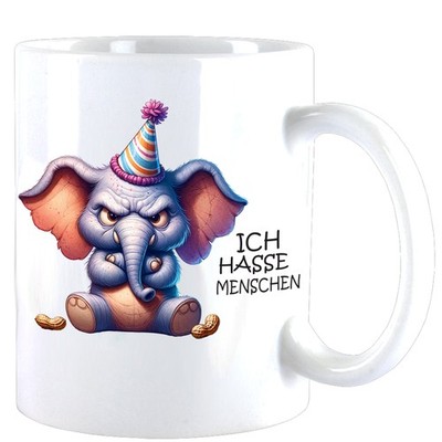Ich Hasse Menschen Cute Animal Elefant ''Berti'' Teebecher - Kaffeebecher