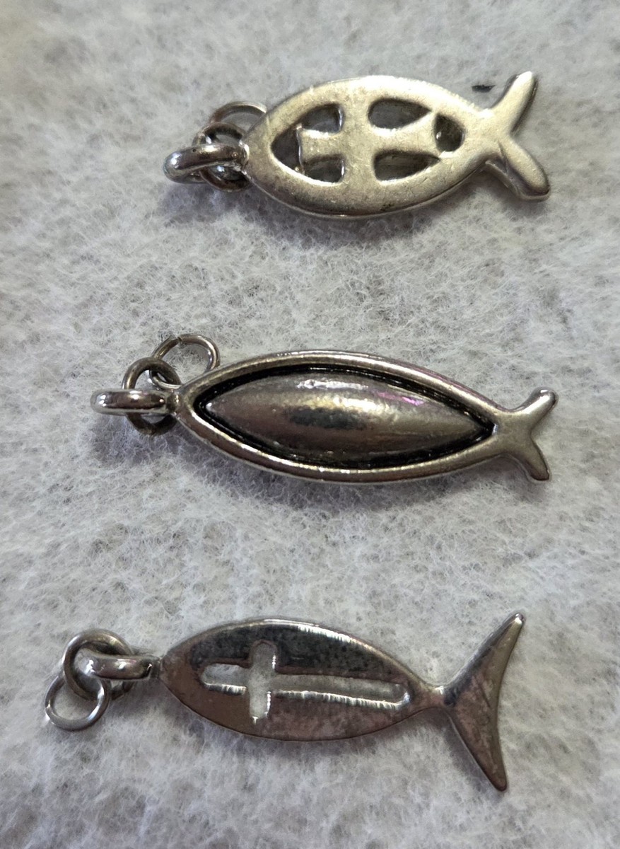Silvertone Cross Fish Dove Praying Hands Charms - Religious Charms View 5