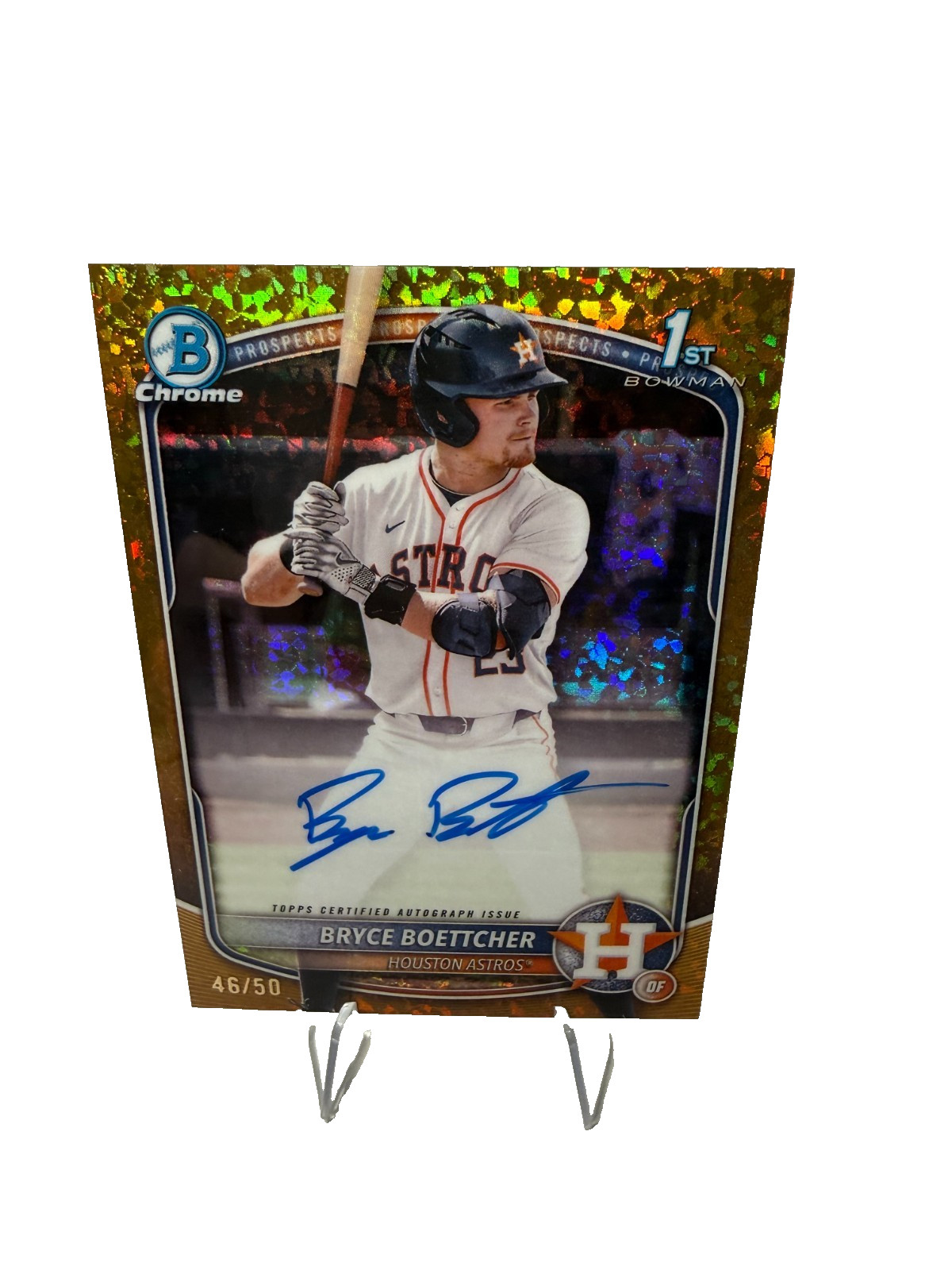 Bryce Boettcher 2025 Bowman Chrome 1st Gold Mini Diamond Refractor Auto /50