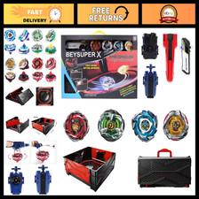 Portable Battle Arena Set - 4 Metal Fusion Spinning Tops, 2 Launchers  Handles