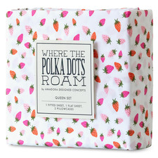 Where The Polka Dots Roam Strawberries Bedsheets For Kids Full Size 4 Piece