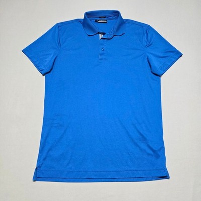J Lindeberg Mens Medium Blue Slim Fit Short Sleeve Golf Polo Shirt