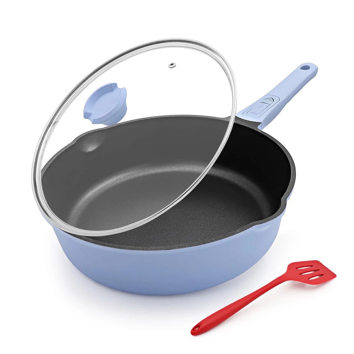 10 Inch Deep Frying Pan Skillet Nonstick with Lid, 4 QT Non Stick Saute Pan, ...