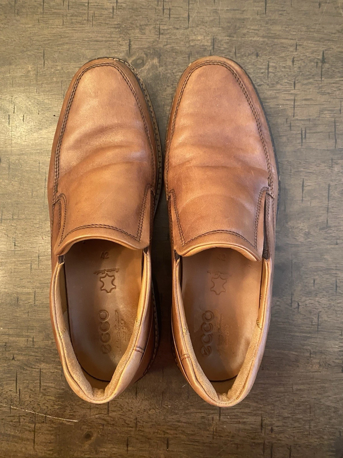 Mocassino ECCO uomo marrone scarpa slip on EU 42 taglia 8 US