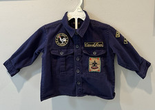 Vtg NAF NAF Blue Shirt, Jacket Boys, Military Style, Toddler Size 2, France