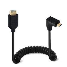 Kework Up Angle Micro HDMI to Mini HDMI 2.1 Male Coiled Cable 1-3.9ft, 48Gbps...