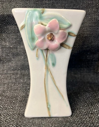 Vintage McCoy Blossom Time Vase 6.25 Inches Pink Flower