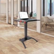 Laptop Desk Angle Height Adjustable Rolling Cart Podium Desk 26.46lbs Load Black