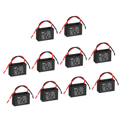 10Stk CBB61 Decke Lüfter Kondensator 5uF 450V AC 50/60HZ mit 2 Drähte 47x32x32mm