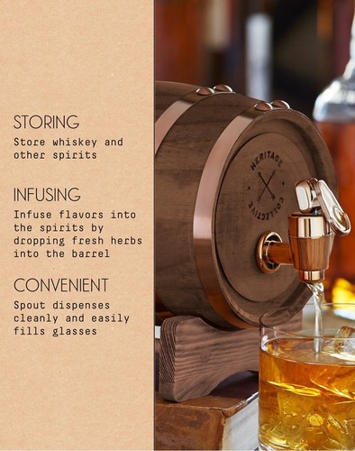 Dispensador de barriles de whisky de madera en miniatura de 1 L. Nuevo y valorado en $50 - Imagen 7 de 10
