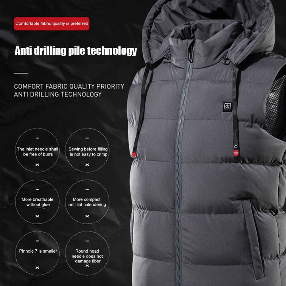 Unisex Heated Waistcoat Foldable Heating Thermal Vest Autumn Winter