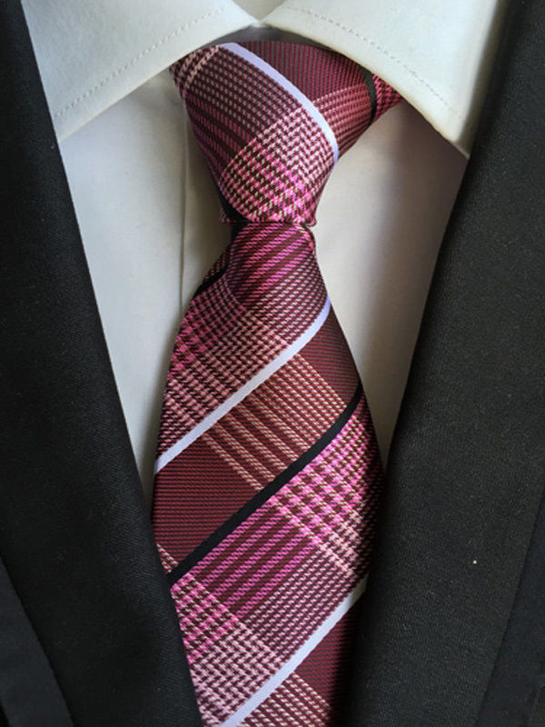 065KT XMAS mens neck tie pink rose strips waterproof wedding party ties