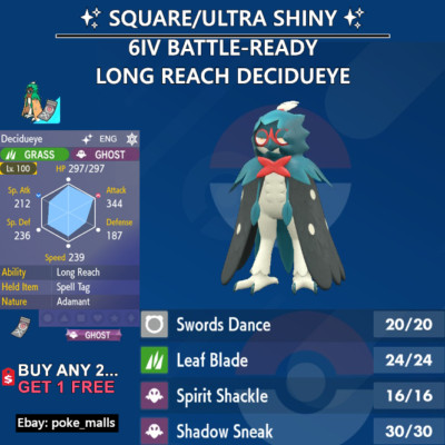   SHINY DECIDUEYE   | 6IV | ADAMANT | BATTLE-READY | Pokemon Scarlet and Violet