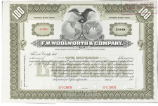 F.W. Woolworth & Company. Stock Certificate.