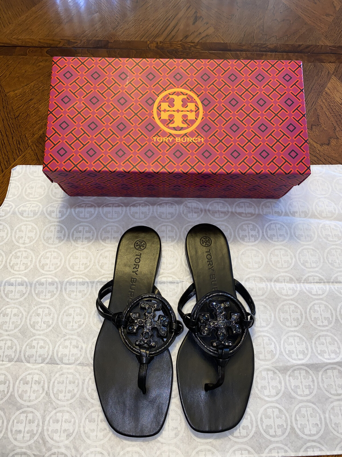 NIB Tory Burch Jeweled Miller Sandal Black Size 7 | eBay