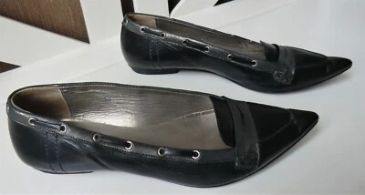 Chaussures basses femme cuir marque LUNDI BLEU Taille 39 bleu marine et bronze - Photo 1/4