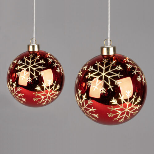 Suspendentif boule rouge cristal de glace étoiles DEL boule décorative formano décoration de Noël - Photo 1/5