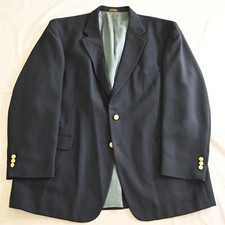 Vtg Stafford 48R Navy Blue Hopsack Gold Button Mens Blazer Jacket Sport Coat