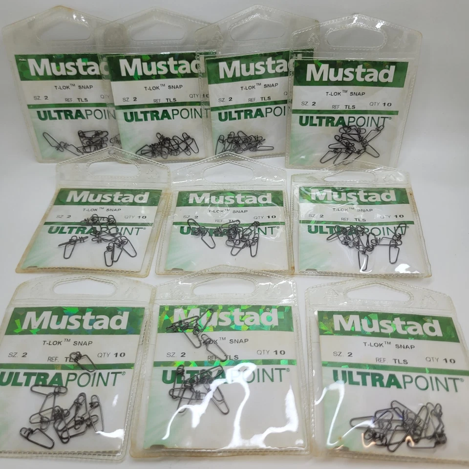 Paquete de 10 conectores de plataforma de pesca Mustad T-Lok T Lok Snap Foto 3 de 4