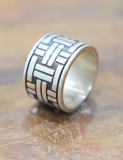Ring Sterling Silver Etched Band Ring