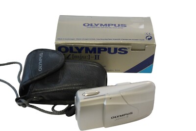 Vintage Olympus Mju-Ii Kompaktkamera 35 mm f/2.8 Objektiv Etui & OVP