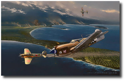 Escape from Cape Moem by Jack Fellows - P-40 Warhawk - Aviation Art Prints