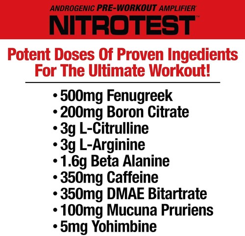 MuscleMeds Nitrotest Test Boosting Hardcore Pre-Workout 30 Portionen 2 Geschmacksrichtungen - Bild 6 von 10