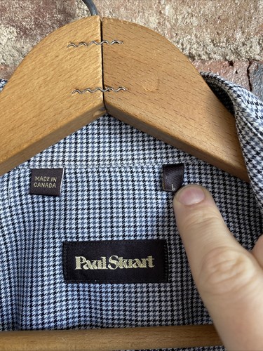 Paul Stuart Mens Shirt,Size Large, Houndstooth 100% Cotton Soft - Picture 7 of 8