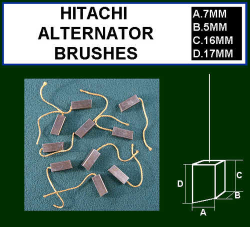 5 X 12 VOLT ALTERNATOR BRUSHES PLUS SOLDER FITS SOME NISSAN ISUZU HITACHI UNITS - Picture 2 of 2