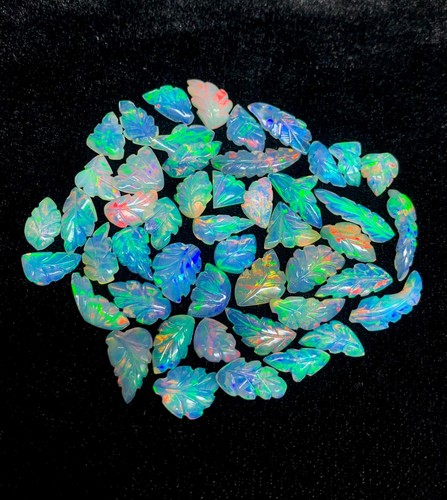 Leaf Carved Ethiopian Opal Gemstone AAA Top Quality Leaf Fire Opal Carving Opal - Picture 3 of 8