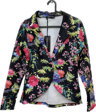 Passion Blazer Black Pink Floral Party Occasion Formal Button Size 10