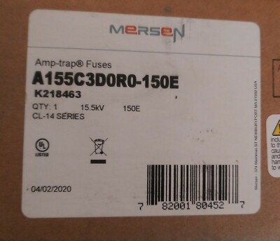 MERSEN FERAZ SHAWMUT CAT NO. A155C3DORO-150E MEDIUM VOLTAGE FUSE 15.5kV E-RATED 