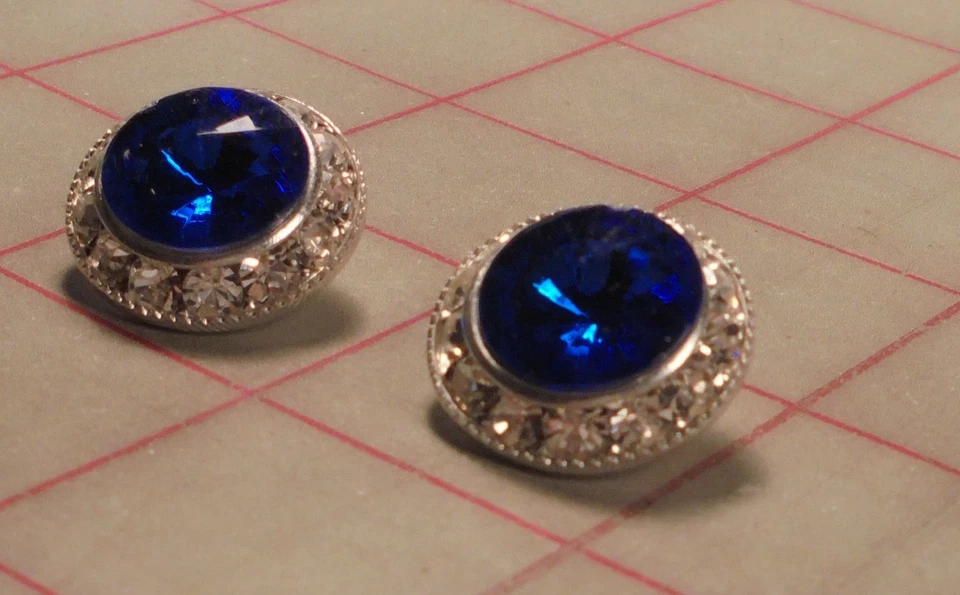 5 botones de vástago de diamantes de imitación de metal plateado azul real acrílico joya 7/8" 22 mm Foto 3 de 4