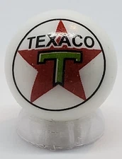 Texaco Gasoline 1" Glass Logo Marble w/ Stand