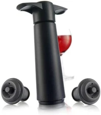 Vacu Vin Wine Saver Pump with 2 x Vacuum Bottle Stoppers - Black