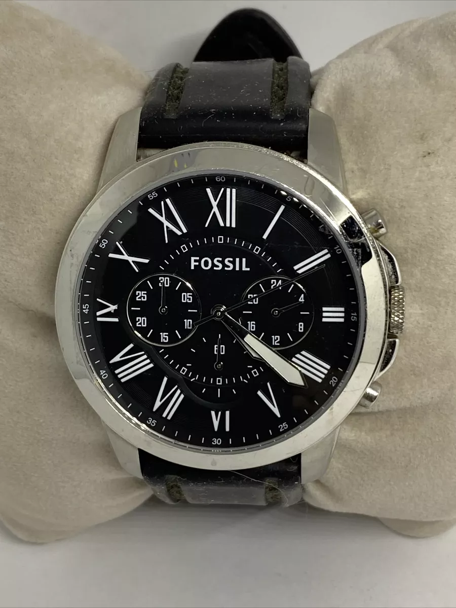 Fossil Grant FS4736 Men's Black Silicone Analog Black Dial Quartz Watch VK555