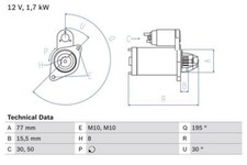 Motorino di Avviamento per HYUNDAI KIA BOSCH 0986023600