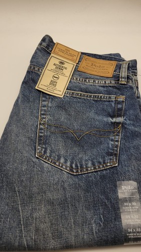 Polo Ralph Lauren THE HAMPTON RELAXED STRAIGHT Distress Denim Jeans Blue 0029 - Picture 4 of 4