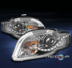 FOR 2005-2009 AUDI A4 S4 B7 DRL LED PROJECTOR HEADLIGHT HEADLAMP LAMP CHROME SET