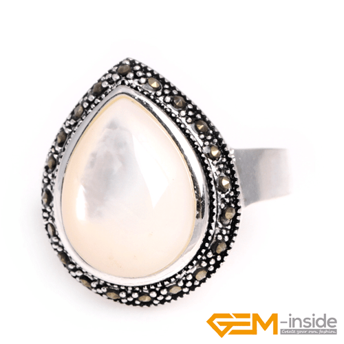 Natural Assorted Gemstone Charms Bohemian Teardrop Drip Rings Women Jewelry Gift - Picture 23 of 42