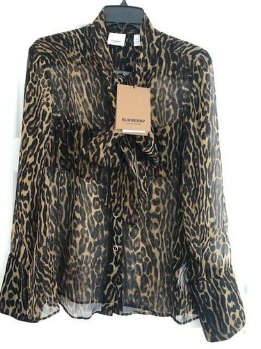 NWT BURBERRY, Amelie Leopard Print Tie 