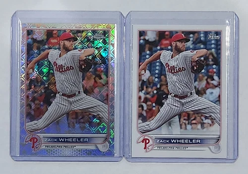 2022 Topps CHROME ZACK WHEELER Mega Box LOGOFRACTOR + Series 1 (2) Card Lot