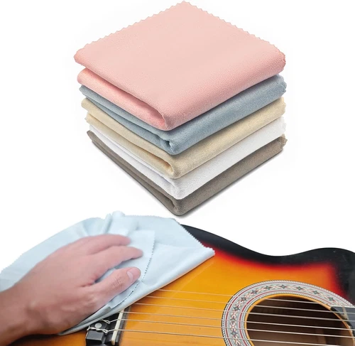 5pcs Guitar Cleaning Kit Microfiber 12 * 12in Plush Polishing Cloths Cymbal Clea