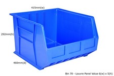 Blue Plastic Parts Bins - Component Storage Boxes Picking Boxes Garage Workshop